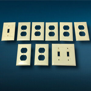 Lot 9 x Vintage Art Deco Uniline Sierra Switchplates Outlet Covers Ivory